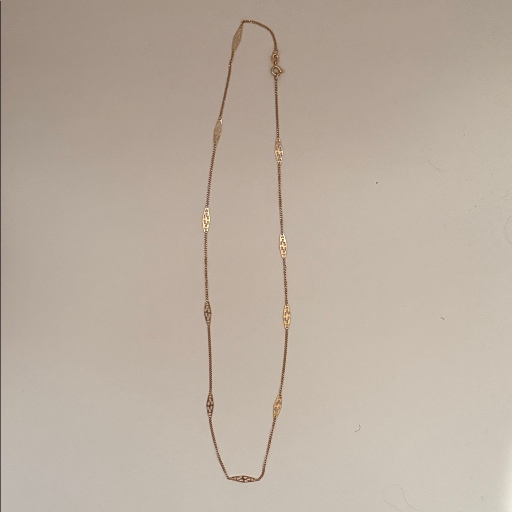 Delicate Gold Filigree Link Necklace - Women's Jewelry